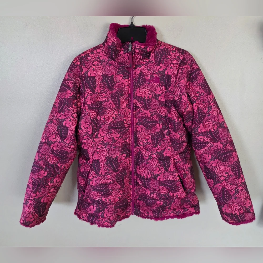 The North Face Mossbud Swirl Reversible Girl's Zip Up Coat Size XL